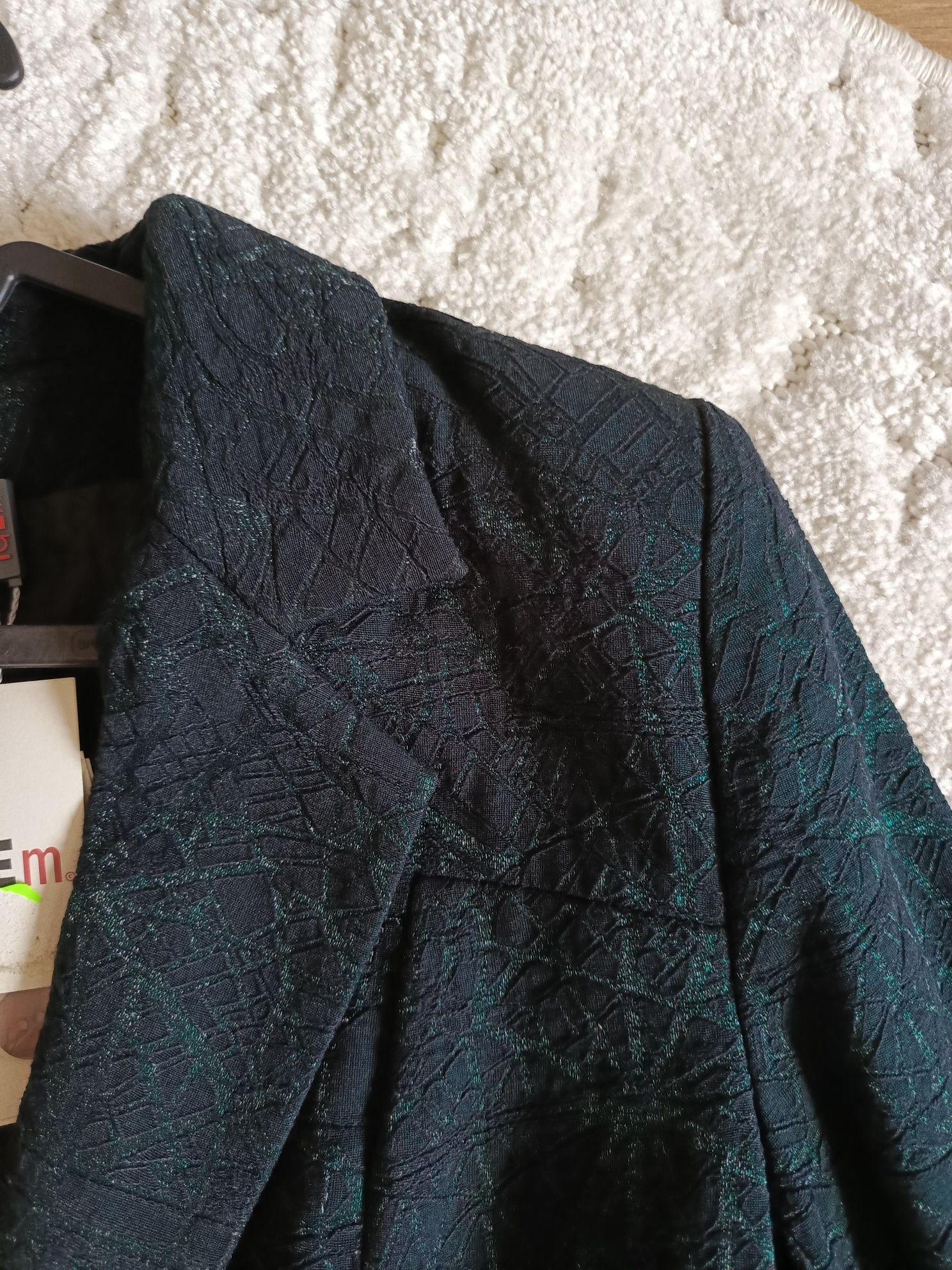 marynarka elegancka czarna żakardowa vintage Idem rozmiar 38