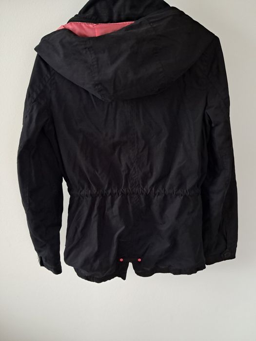 Czarna kurtka damska,przejściowa, parka wiosenna S