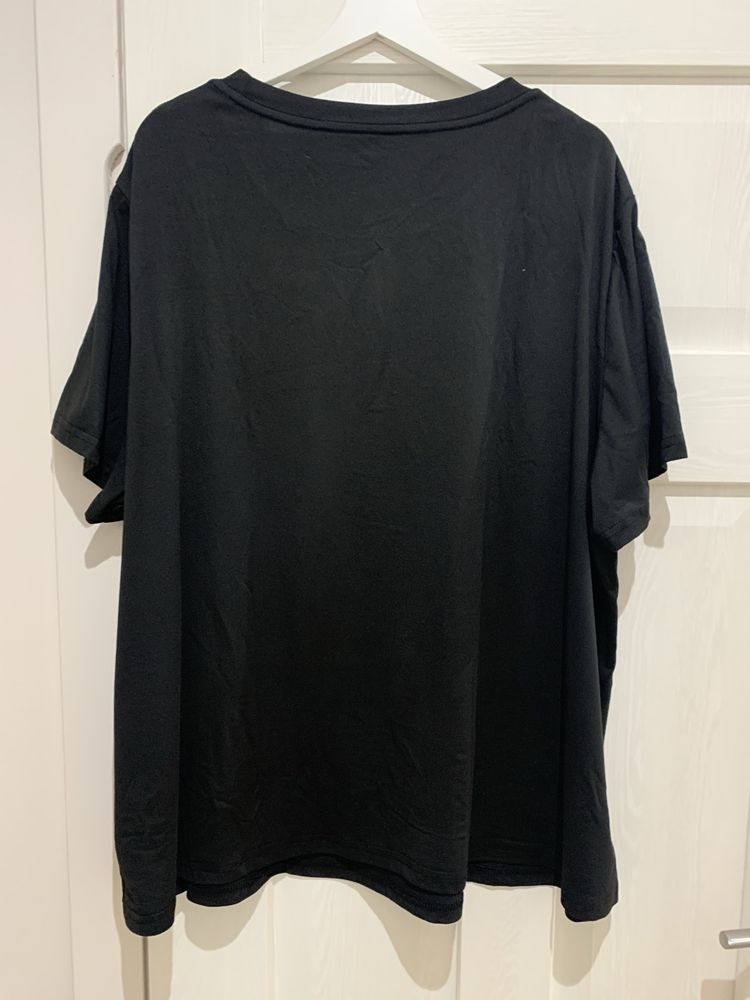 Modna czarna bluzka t-shirt śmieszny nadruk królik rozmiar 52 nowa