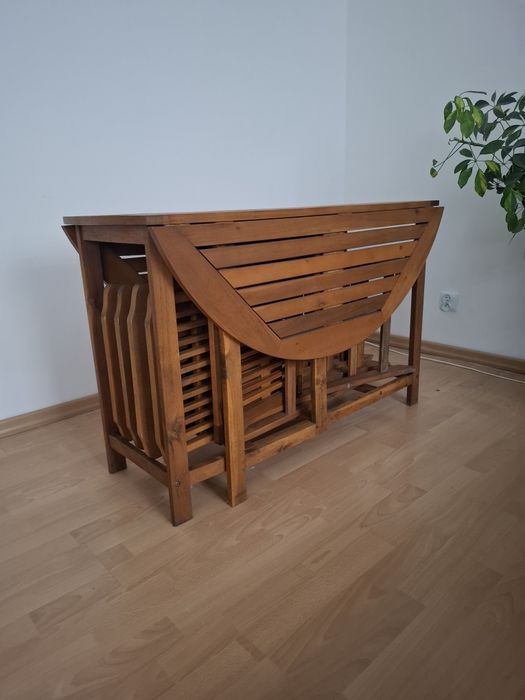 Stół ,krzesła ogrodowe drzewo egzotyczne