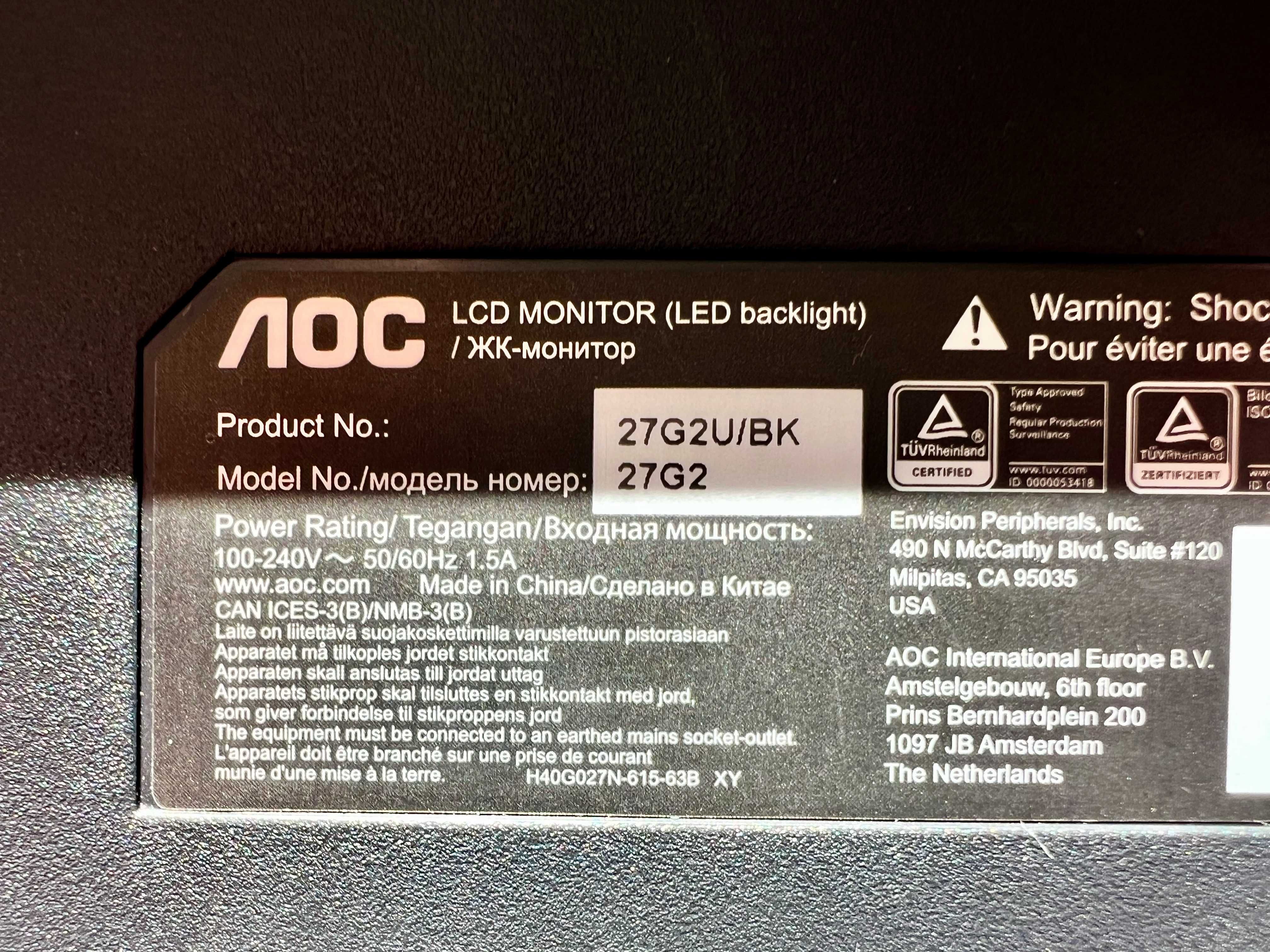 Monitor AOC FHD 144hz LED IPS