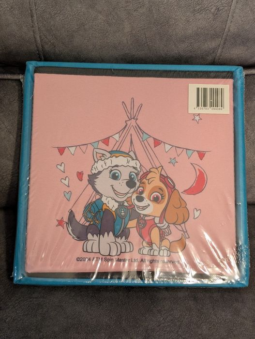 Psi patrol pufa z pojemnikiem na zabawki 30x30x30 cm różowa