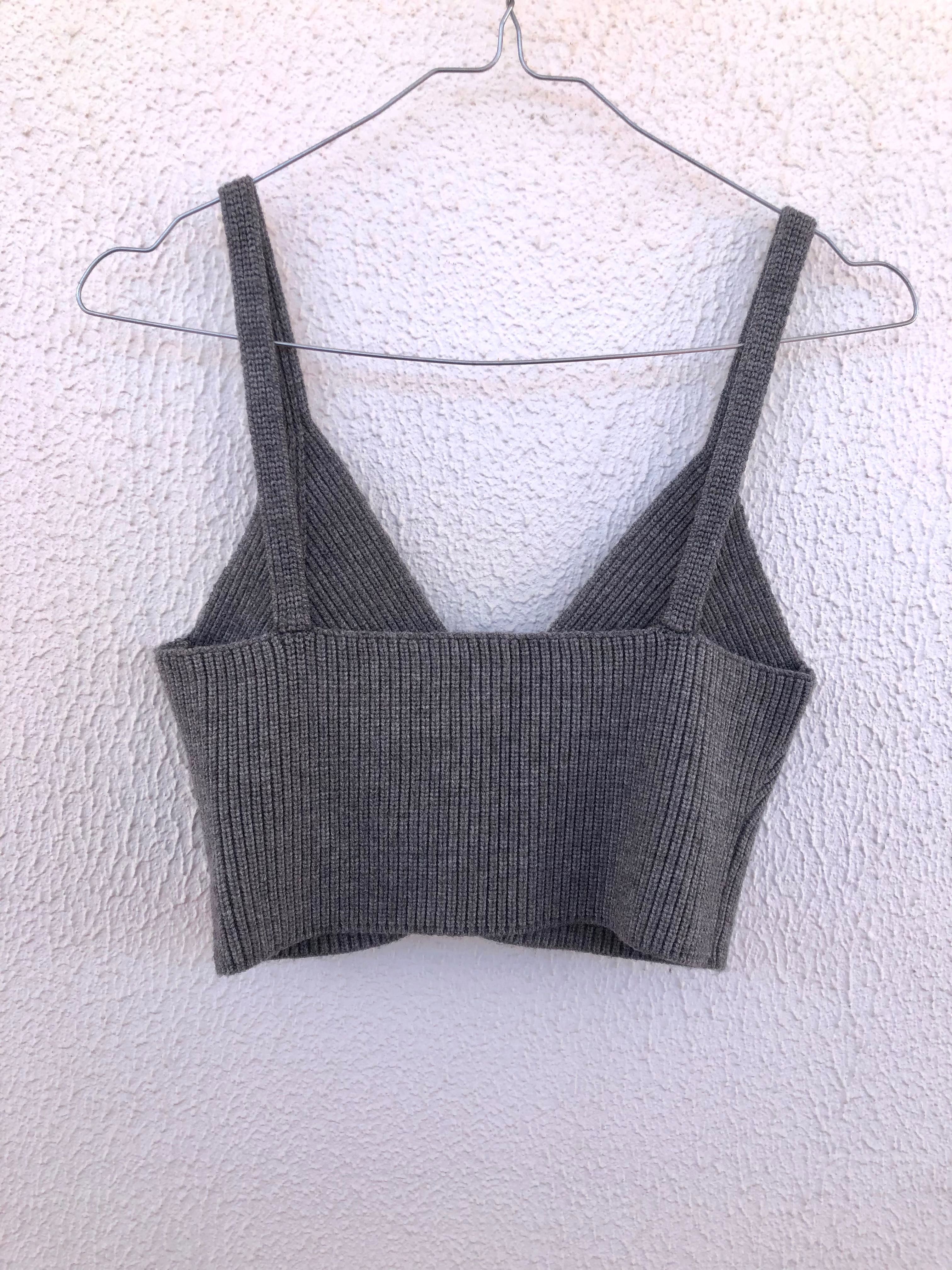Top de crochet cinzento Shein S