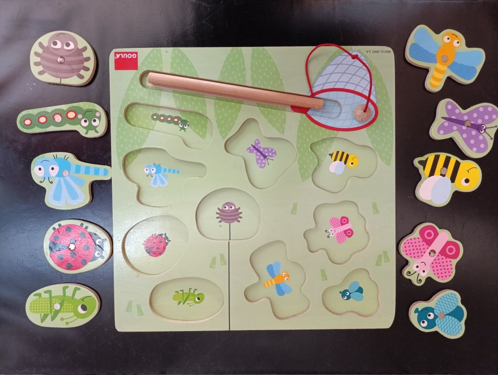 Jogo da pesca magnético com puzzle