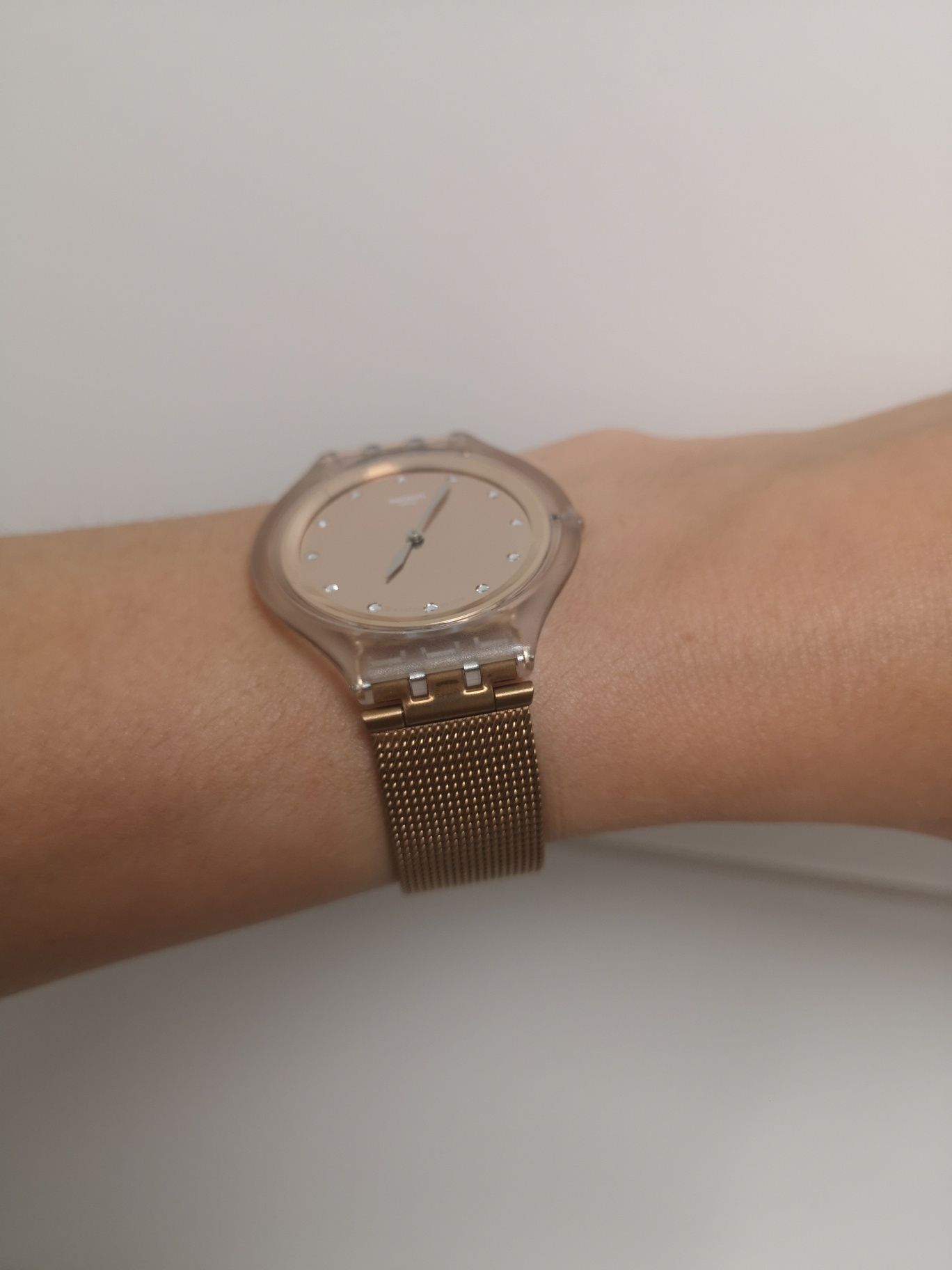 Zegarek swatch skin big stal miedziany różowe zloto