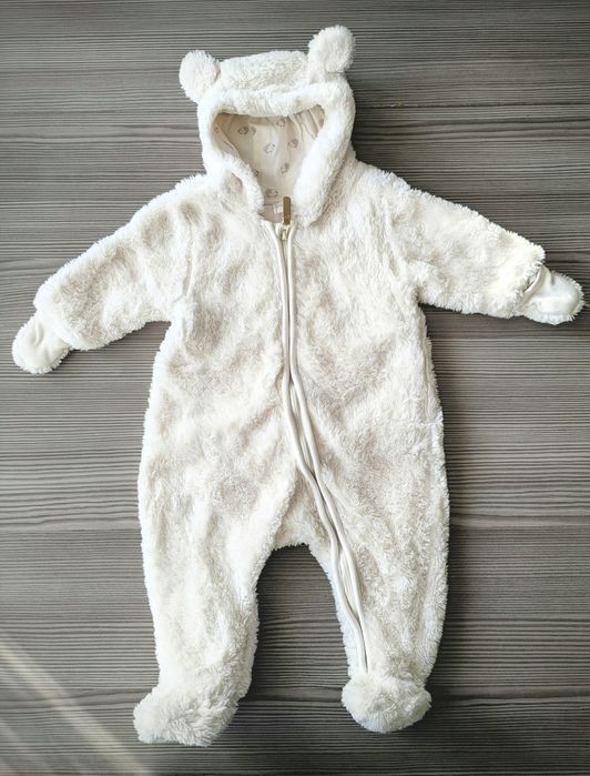 Kombinezon niemowlęcy H&M r. 62 bialy miś, dla dziewczynki lub chlopca