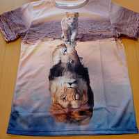 Nowy t-shirt lew dwustronny 140/150 cm prezent