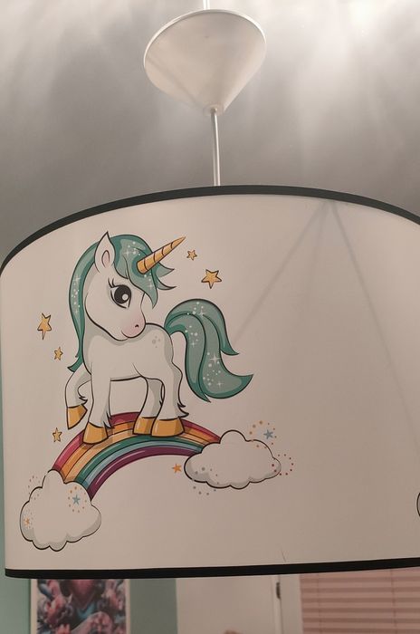 Lampa wisząca dziewczęca jednorożce walec