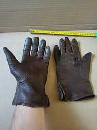 Skórzane brązowe męskie rękawiczki