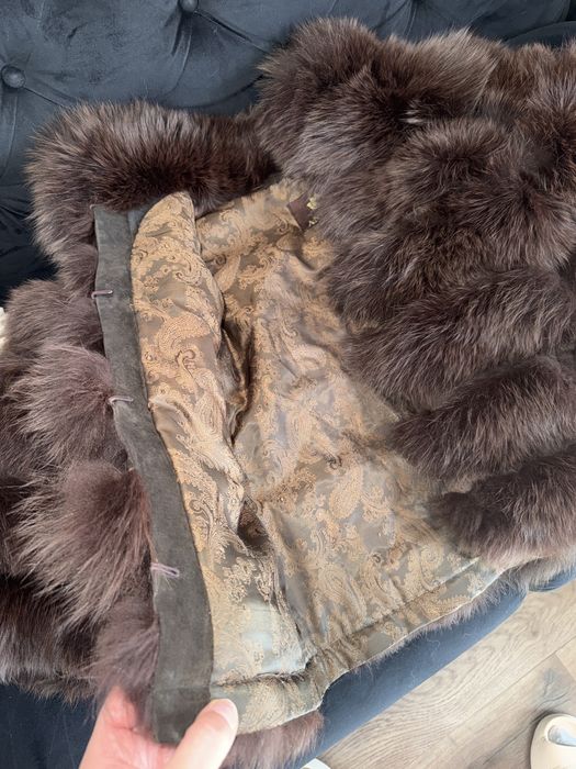Futro naturalne z lisa Nowe 3 w 1 brąz s/m kołnierzyk gęstość 3D