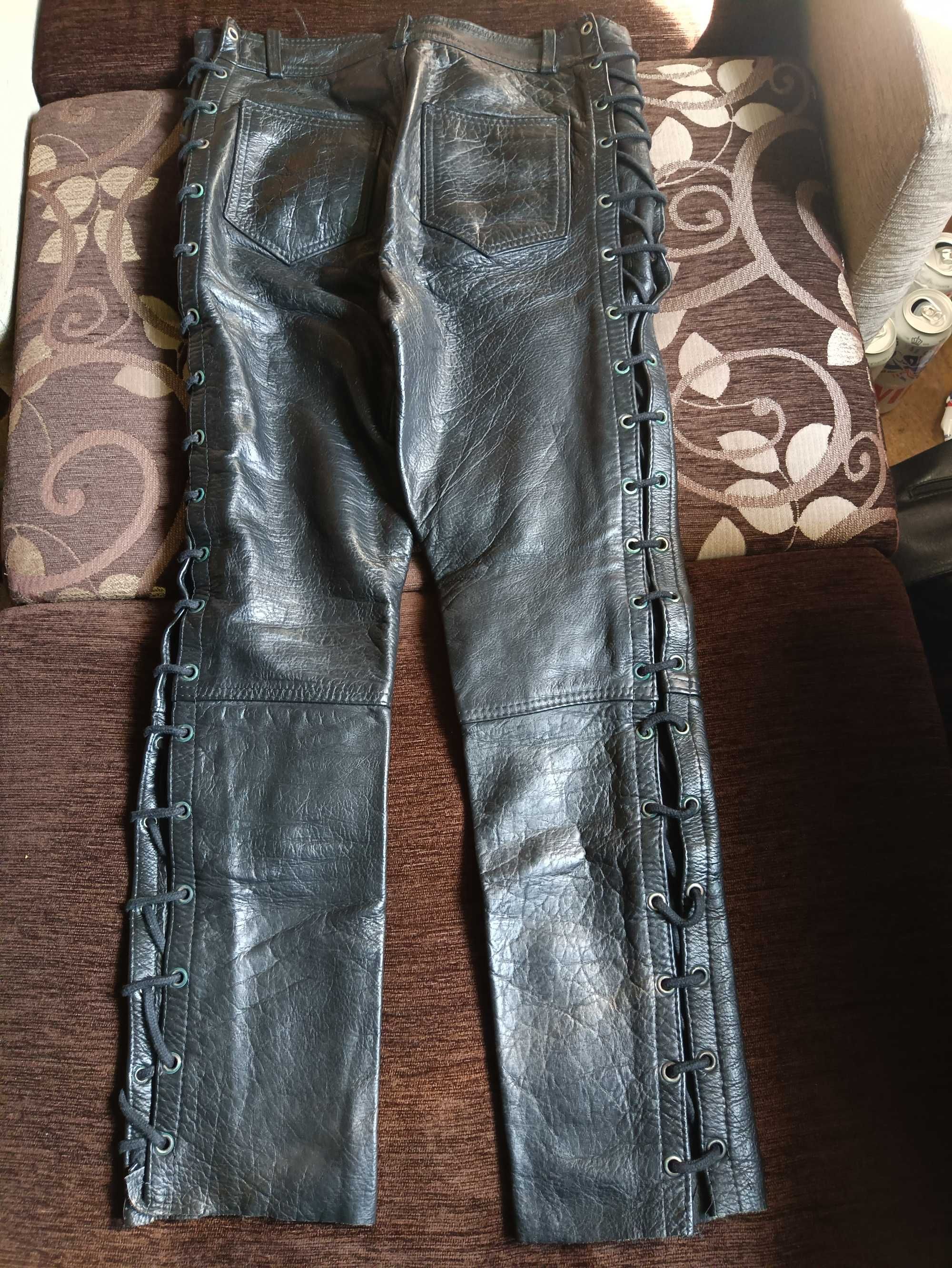 Spodnie skórzane damskie wiązane S/XS