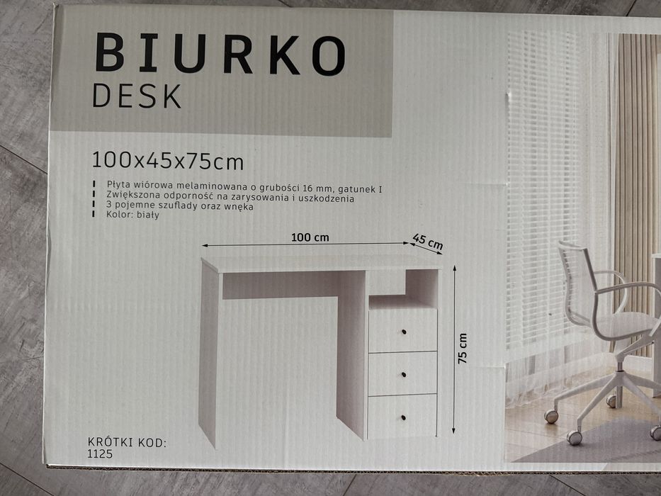 Nowe biurko z szafkami biale 100x45 meblomaster
