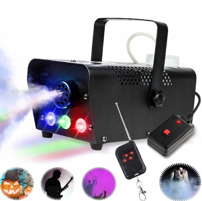 Nowa WYTWORNICA DYMU Maszyna Do Dymu Mgły Dymiarka LED Pilot | GRATIS