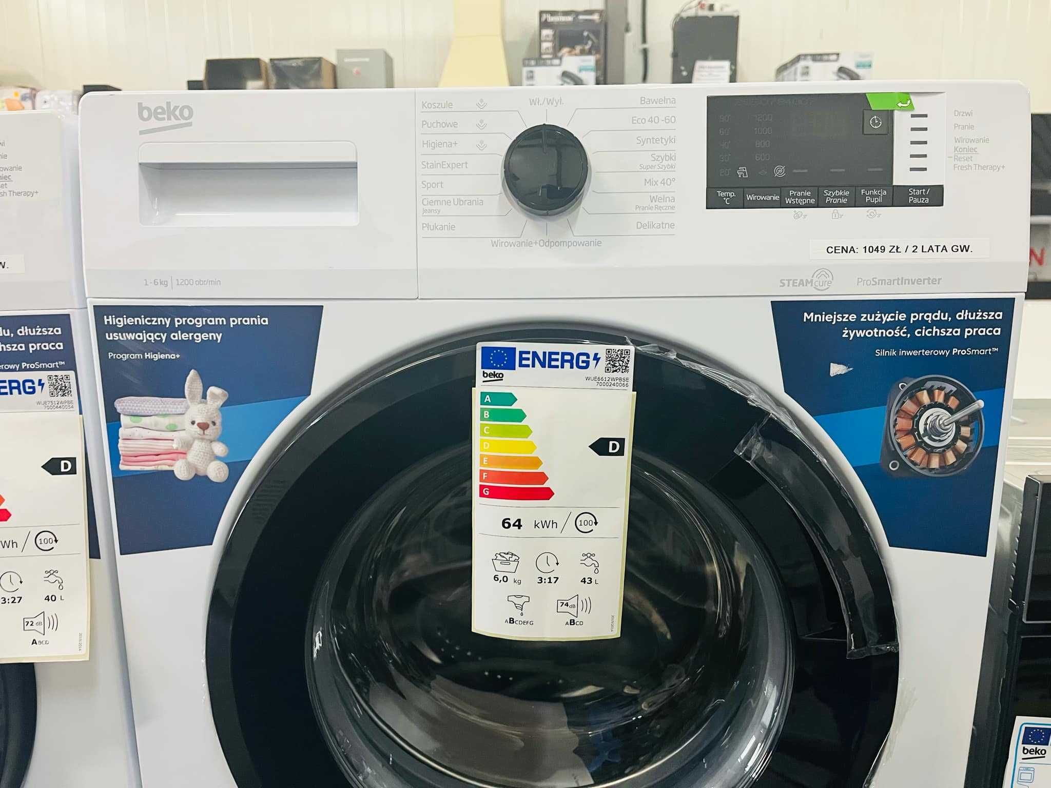 Pralka Beko 6 kg załadunku / Wersja Slim 40 cm Gł./ Prosta obsługa!