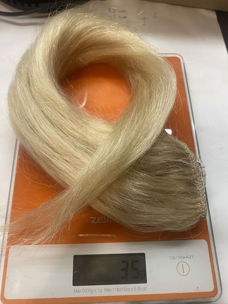 Трессы на заколках натуральные волосы 100 грамм блонд