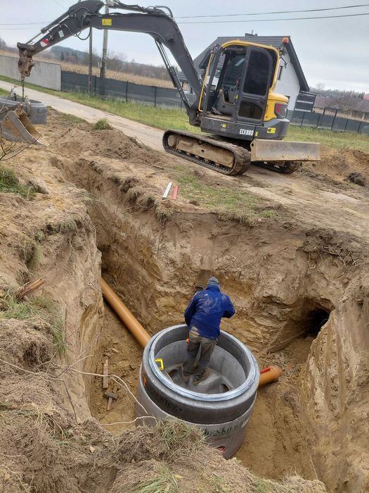 Sieci i przyłącza wod-kan,deszczówka,prace ziemne,fundamenty,transport