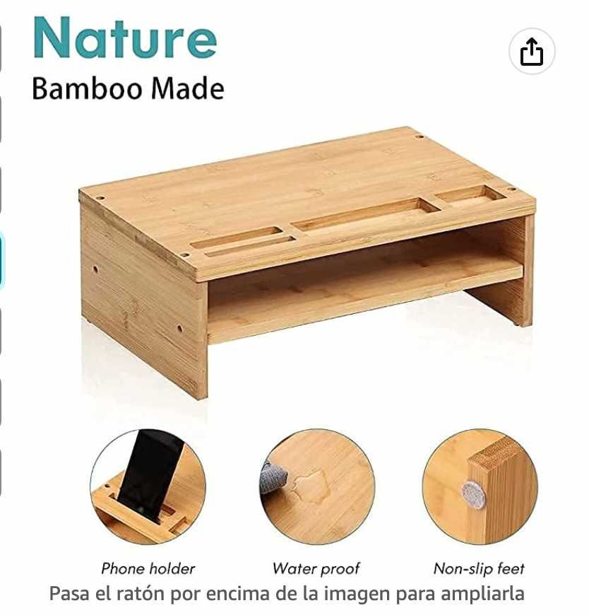 Bamboo desk organizer - support for your desktop monitor