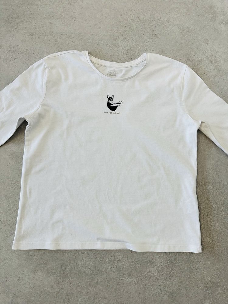 SMYK T-Shirt dziewczęcy z długim rękawem koszulka 152 biały cool club