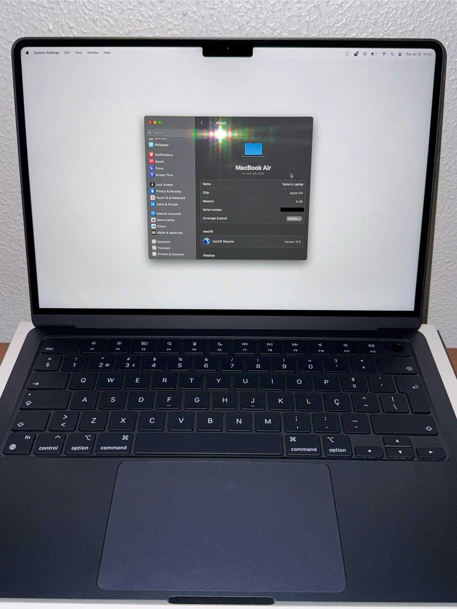 Macbook Air M3 8GB 256GB Midnight Com Garantia