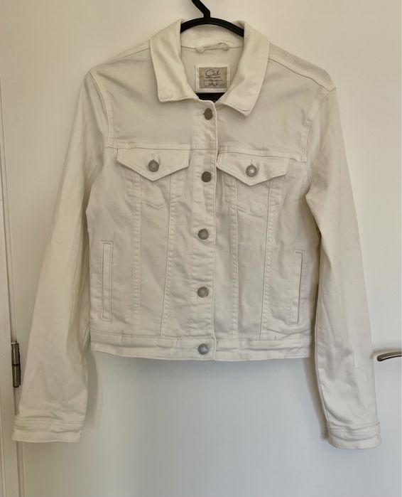 Casaco de ganga branco com botões (sinais de uso) (Clockhouse, tam 38)