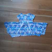 Niebieska rozkloszowana trapezowa sukienka sukieneczka 80 rozmiar