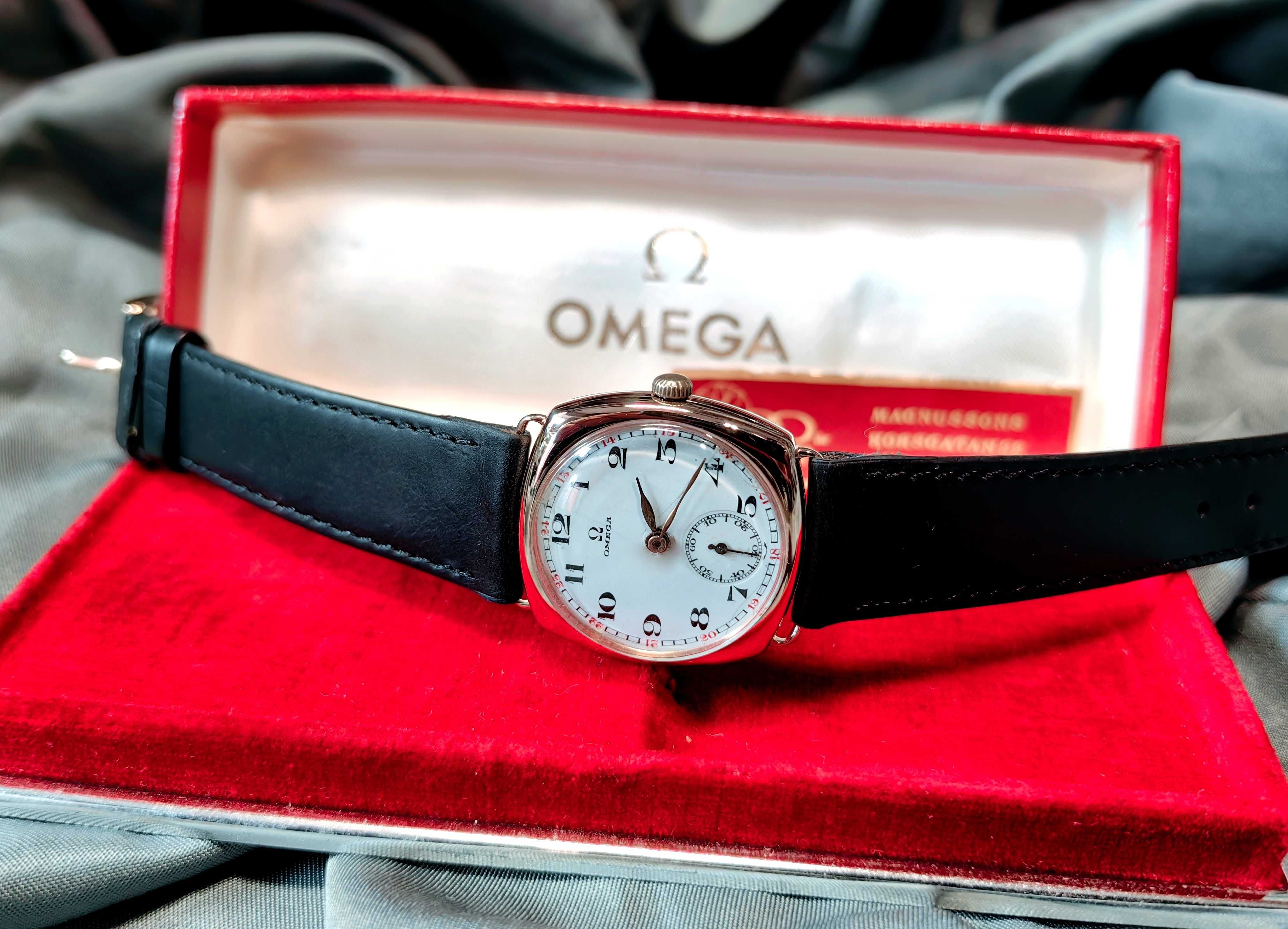 Złoty Zegarek OMEGA Cushion 1920's 14K Gold 585 Mech Unikat Pudełko