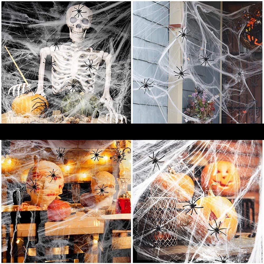Sztuczna Pajęczyna 60 g i Pająki 20 sztuk Dekoracja na Halloween