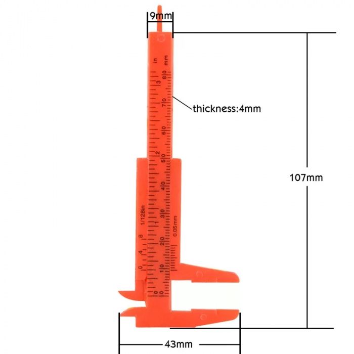 Paquímetro, vernier, paclise em plástico - Novo