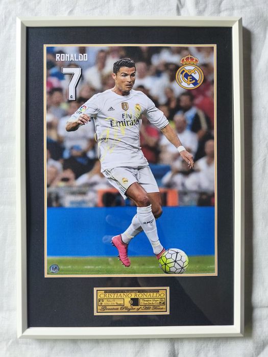 Moldura Cristiano Ronaldo Real Madrid Legend com Autógrafo (A4)