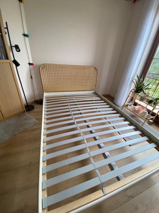 Łóżko Ikea 140x200 z wiklinowym zaglowniem, rama i deski