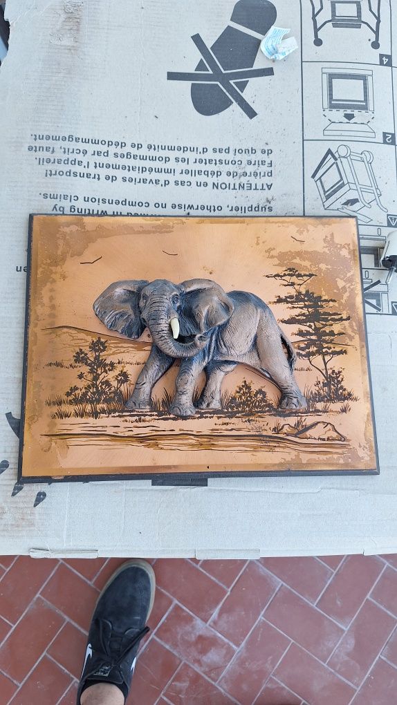 Quadro de Elefante de Angola Antigo