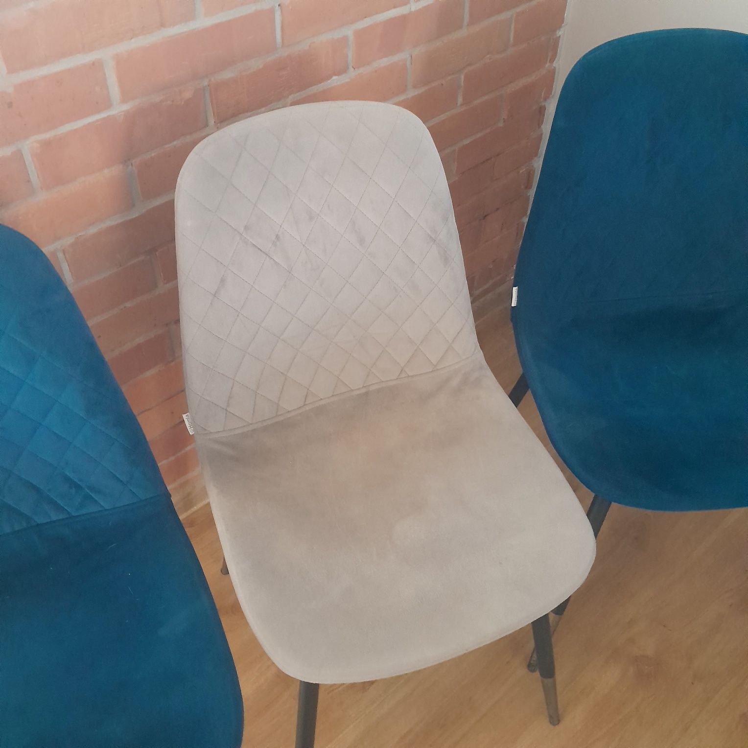 4szt komplet krzesła homla welurowe Velvet szare krzesło granat