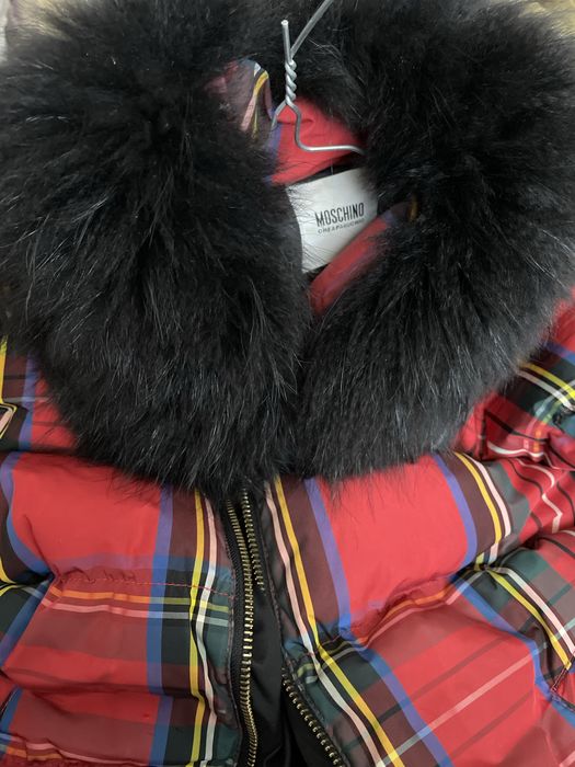 Kurtka puchowa Moschino r.36 w kratę kratkę puch pierze tartan plaid