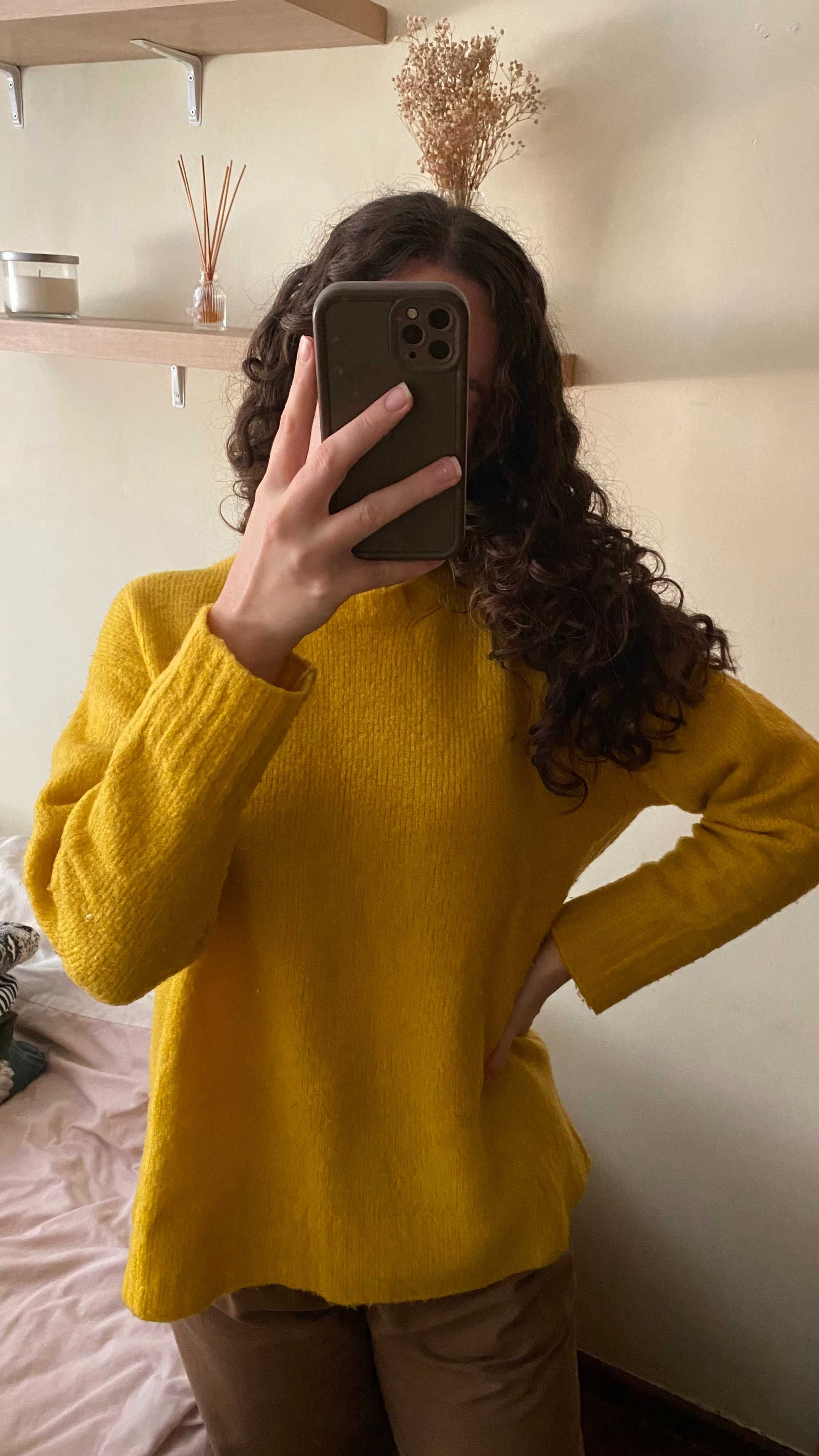 Camisola de malha Amarela Mostarda Zara Oversize