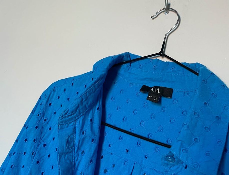 Niebieska damska koszula 100% bawełna