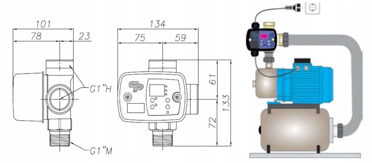Elektroniczny Wyłącznik ciśnieniowy do Pompy SWITCHMATIC 2 T-KIT