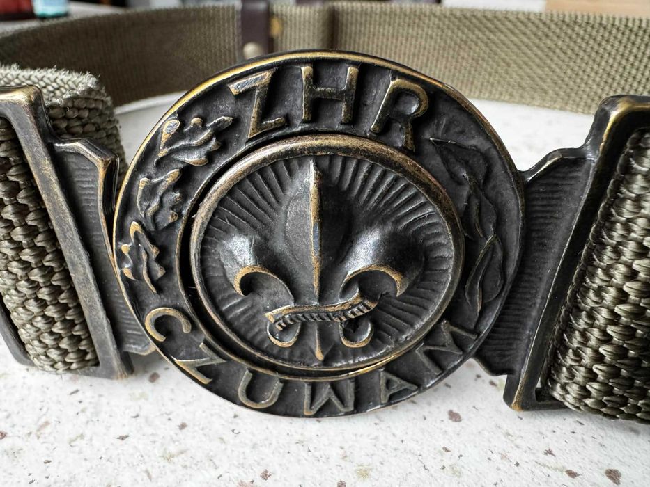 Pas harcerski regulowany, zielony, do 90 cm w pasie