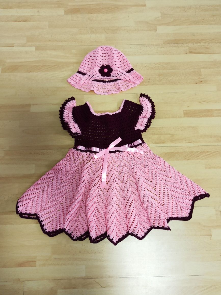 Платье и панамочка для девочки (10-12 месяцев)