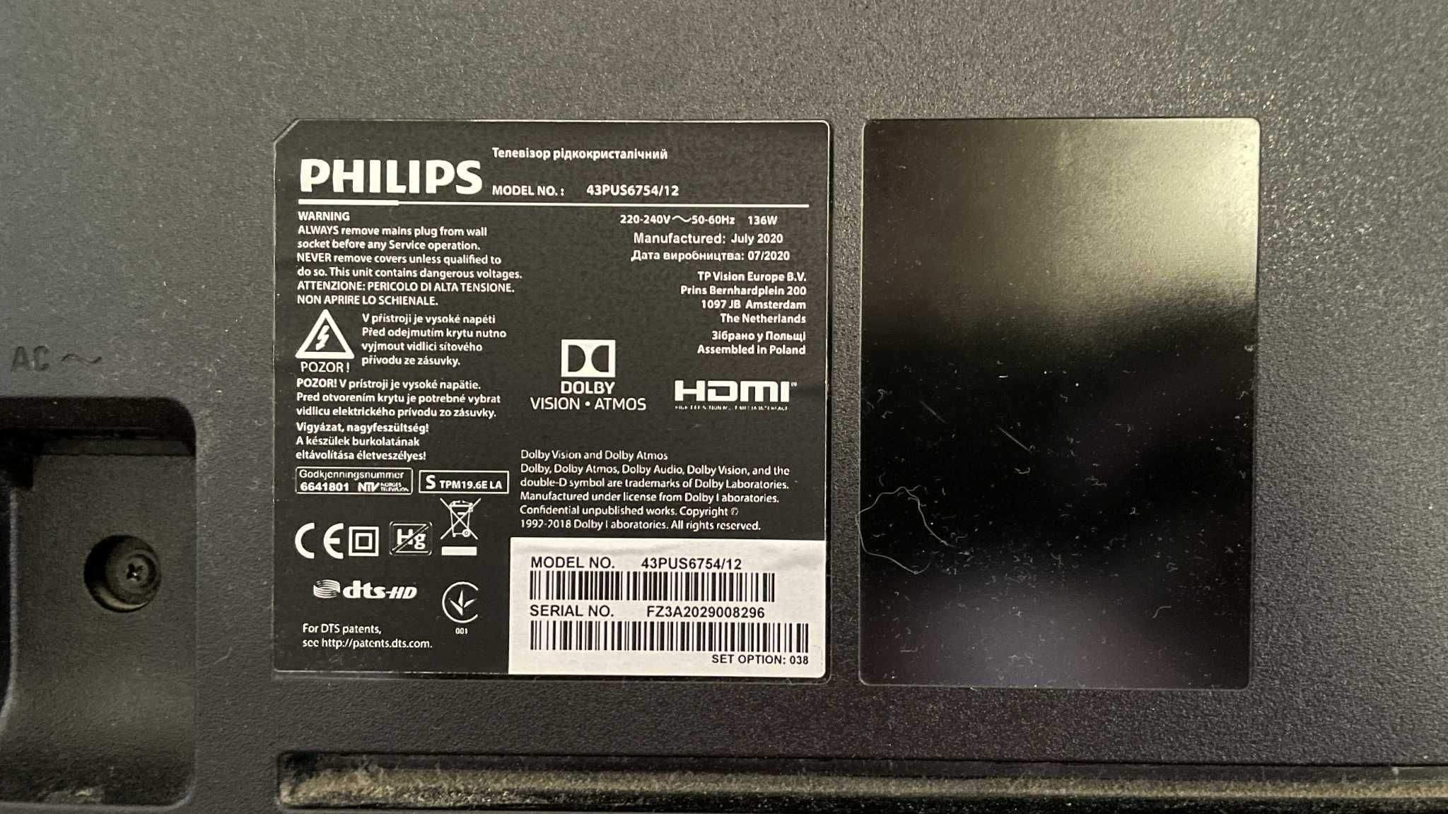 Telewizor PHILIPS 43" 4K UHD Ambilight