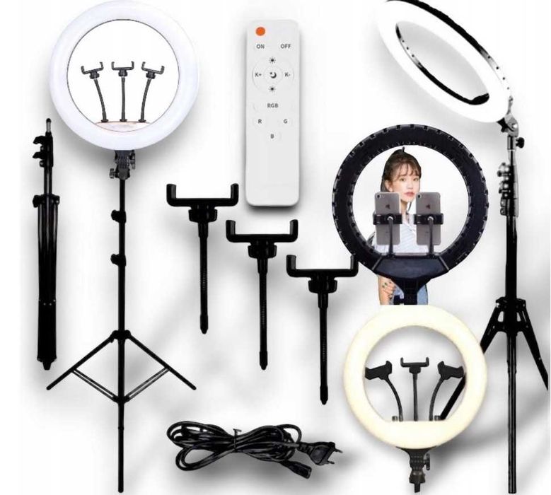 Lampa Pierścieniowa LED Ring 240W 45cm Pilot + Statyw 220cm Makijaż