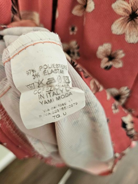 Sukienka midi różowa beżowe kwiaty L XL