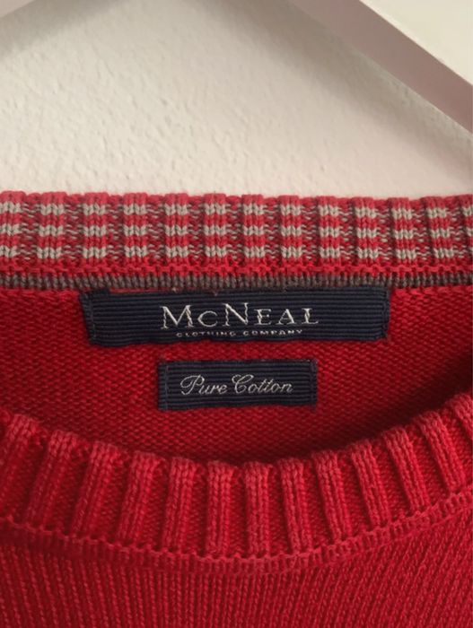 Czerwony bawełniany sweter crewneck M