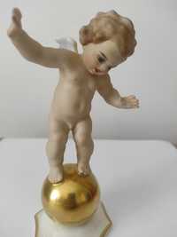 HUTSCHENREUTHER - figurka Putto na złotej kuli
