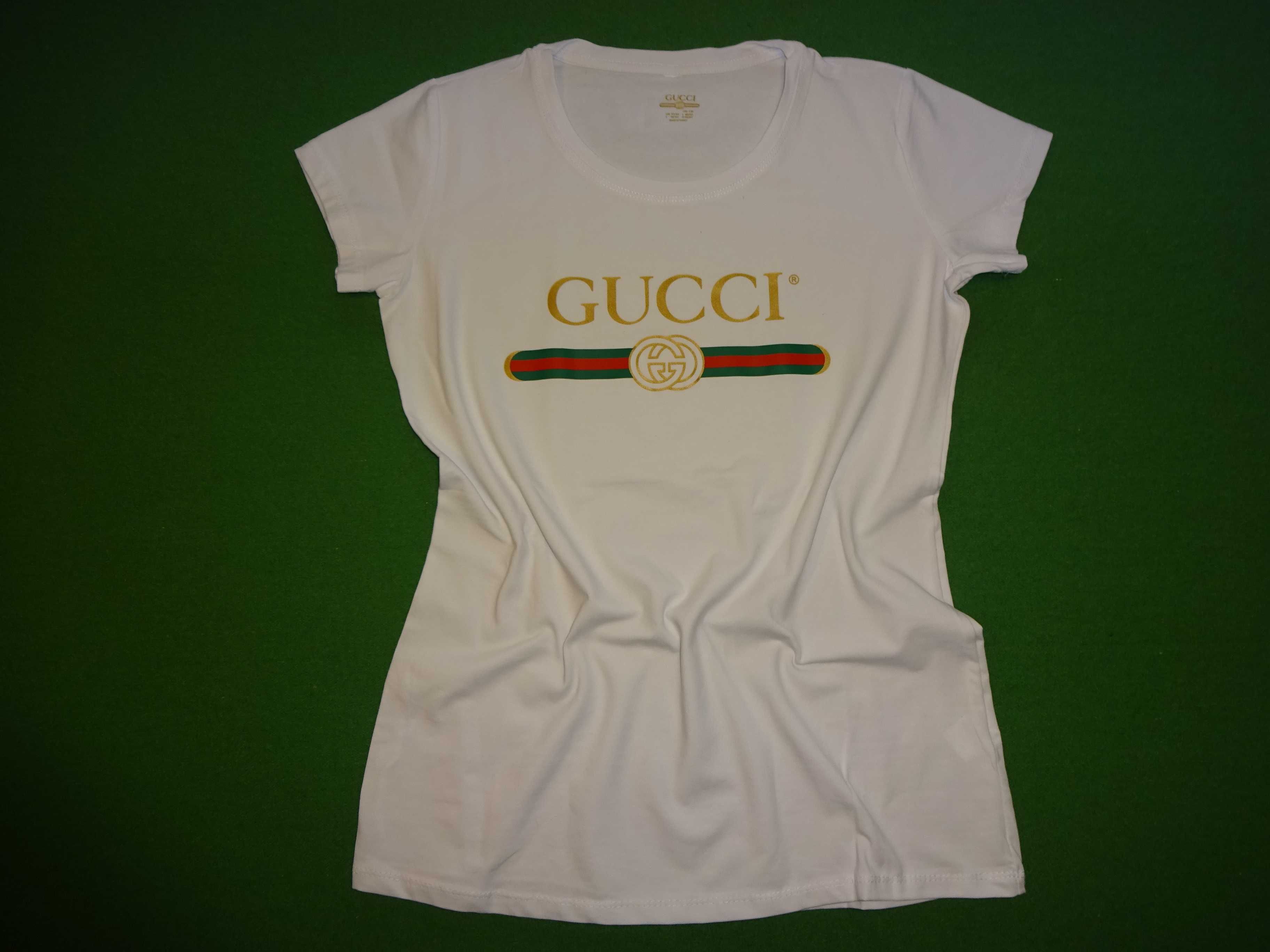GUCCI biała bawełniana koszulka tshirt bluzka na krótki rękaw M