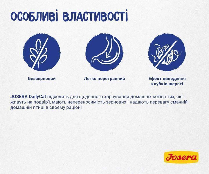JOSERA DailyCat 10кг Беззерновий корм з для котів. Йозера