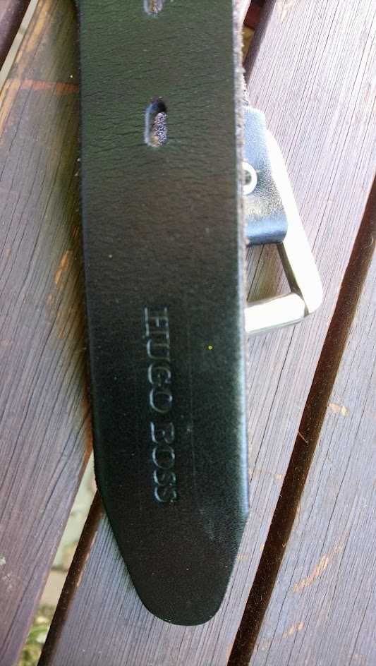 Ремень "Hugo Boss" кожаный черный 90 см, оригинал
