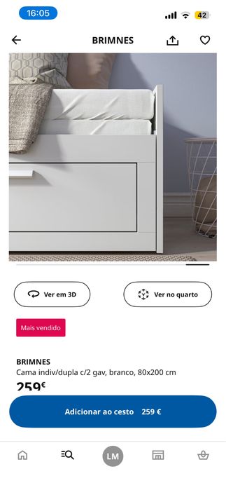 Cama Brimnes Ikea Solteiro/Dupla