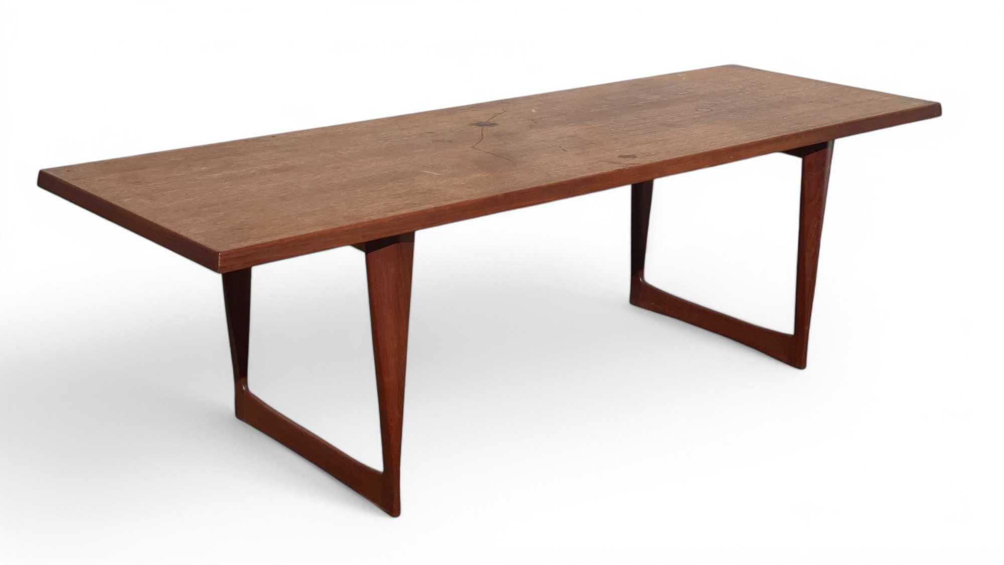 Teakowy stolik kawowy ława vintage, Dania, lata 50. 60., design retro