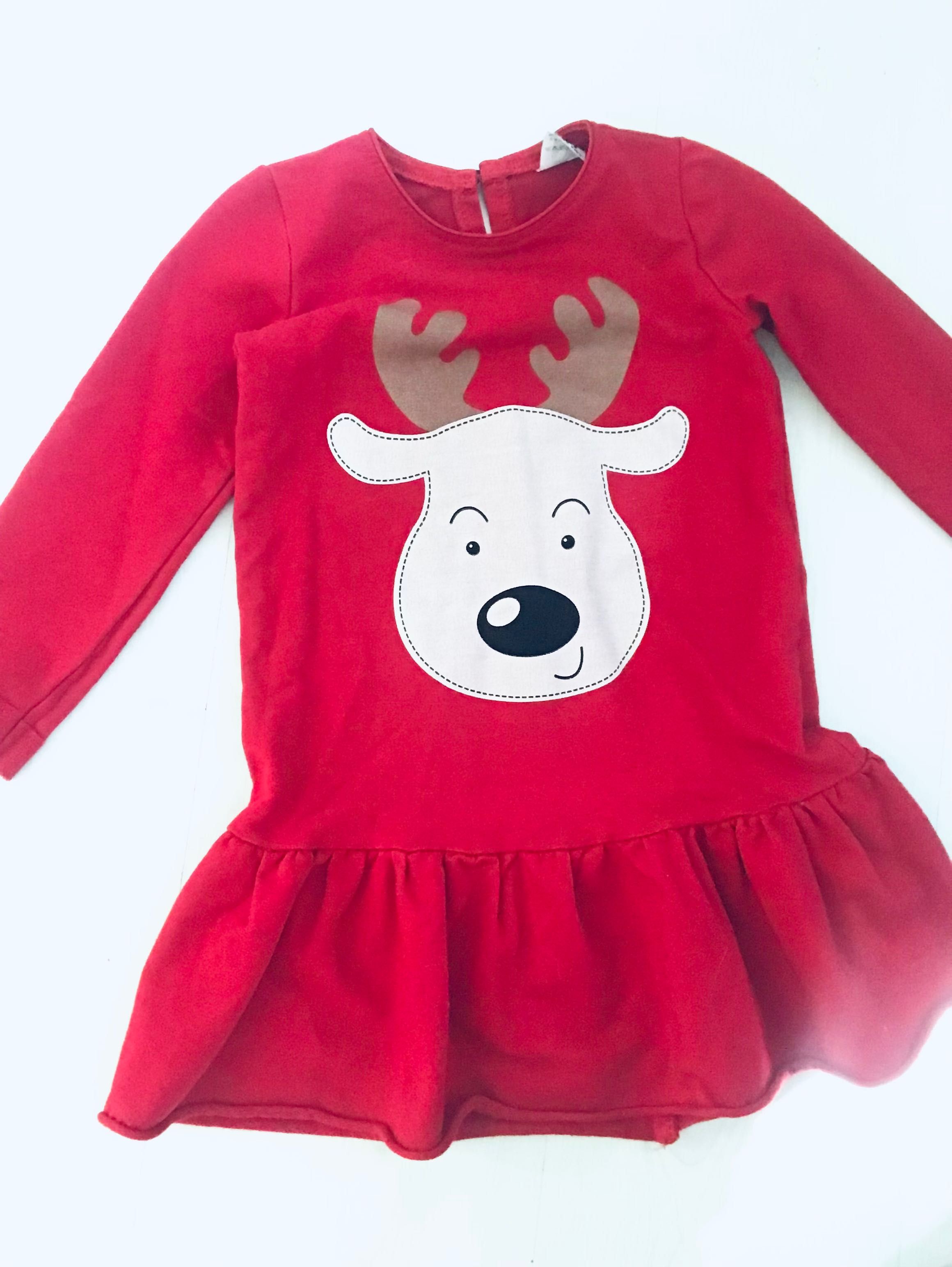 Świąteczna sukienka czerwona renifer Style Kids 98