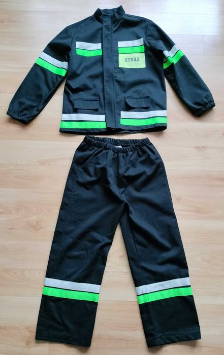 Strój strażaka koszarowy czarny - dla dziecka 7 - 8 lat.